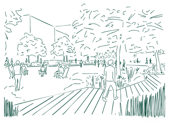 Line drawing of the Greenline at Utah City.